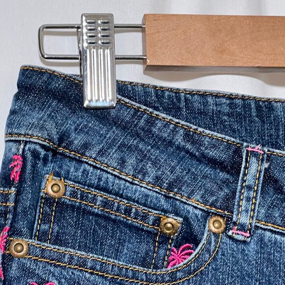 SOLD Vintage Embroidered Palm Tree Straight Leg Jean Blue Womens Size 4 - Picture 8 of 9